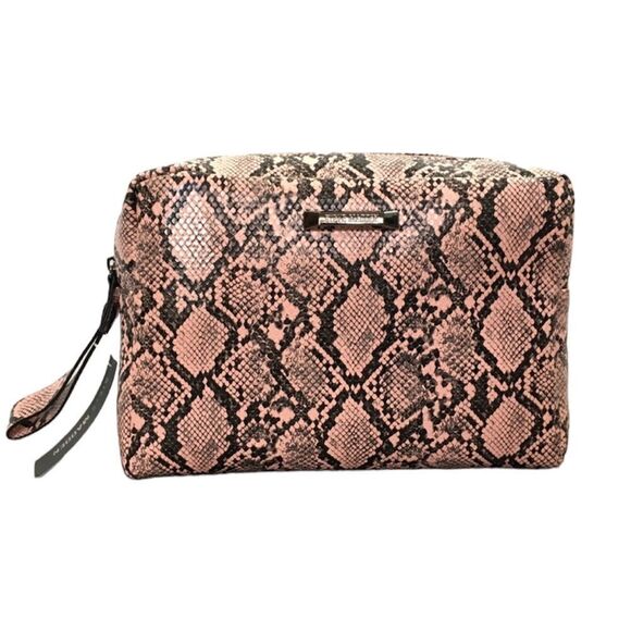 Steve madden pink snake print large double zip cosmetic‎ bag NWT - Picture 1 of 13